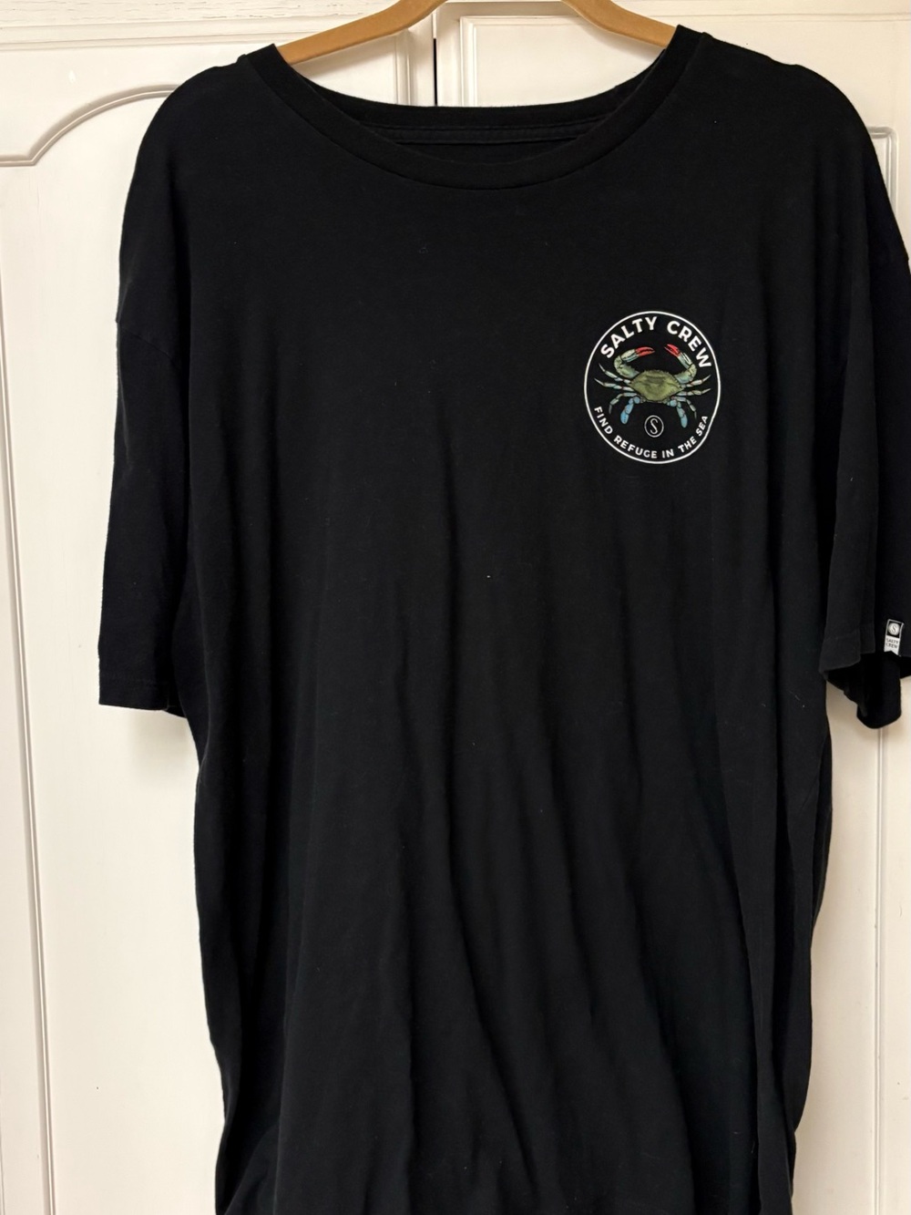 Salty Crew Black Short-Sleeve Logo Tee with Crab Emblem